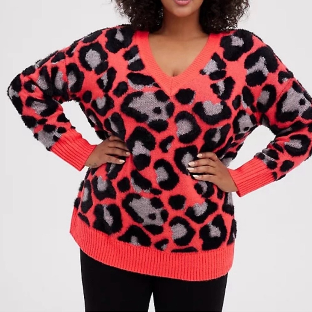 Torrid Hot pink cheeta sweater size 2